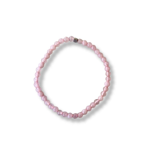 Pulsera de piedra natural Cuarzo rosa y acero inoxidable