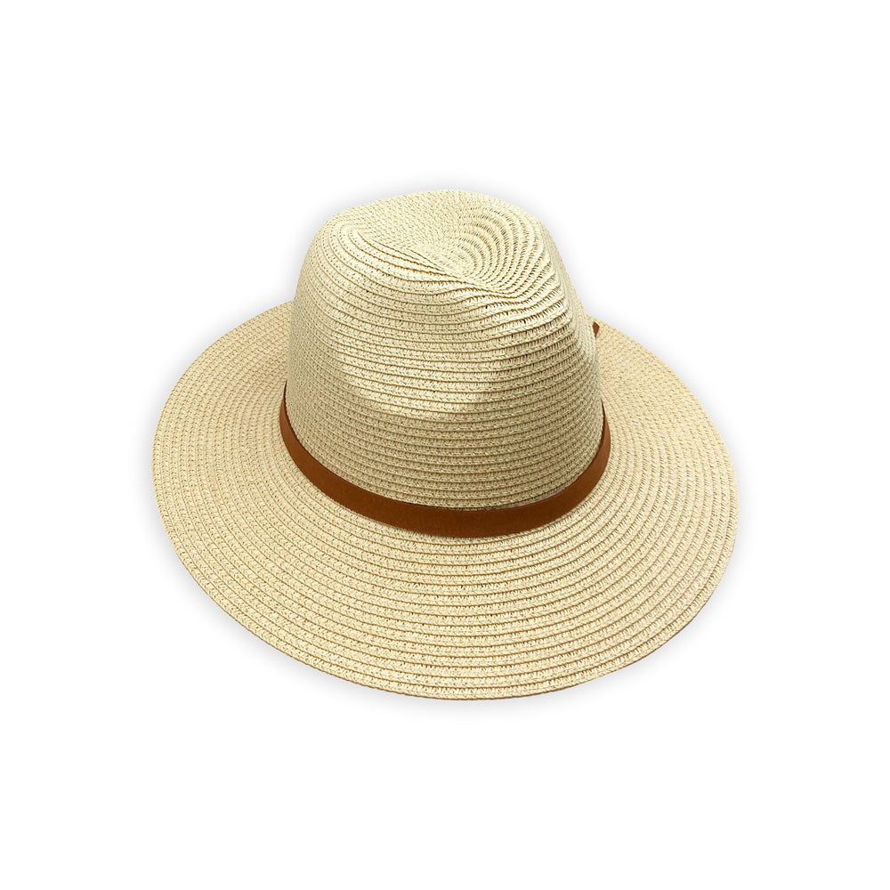 Sombrero de panamá fedora con cinta de cuero en varios colores