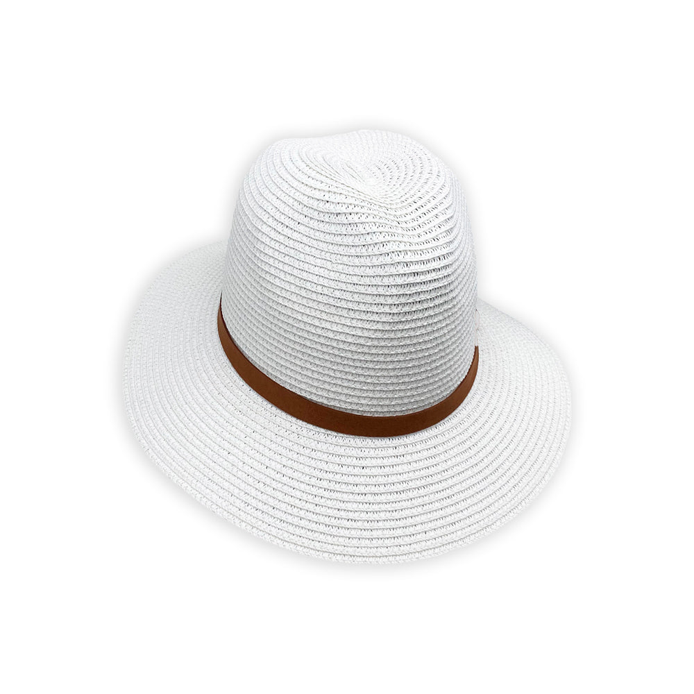 Sombrero de panamá fedora con cinta de cuero en varios colores