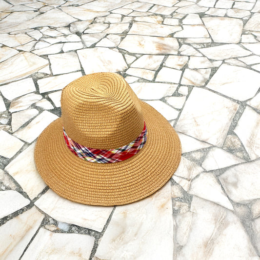 Pamela tipo Fedora de ala corta con cinta de tela en varios colores