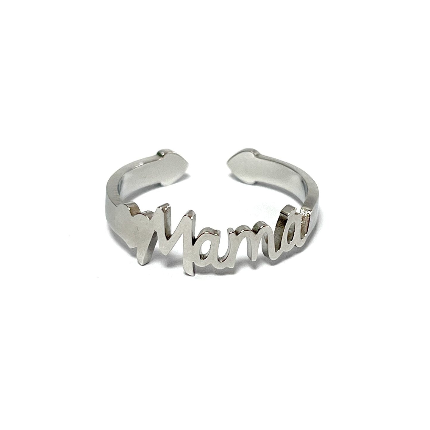 Anillo Mamá, ajustable, de acero inoxidable