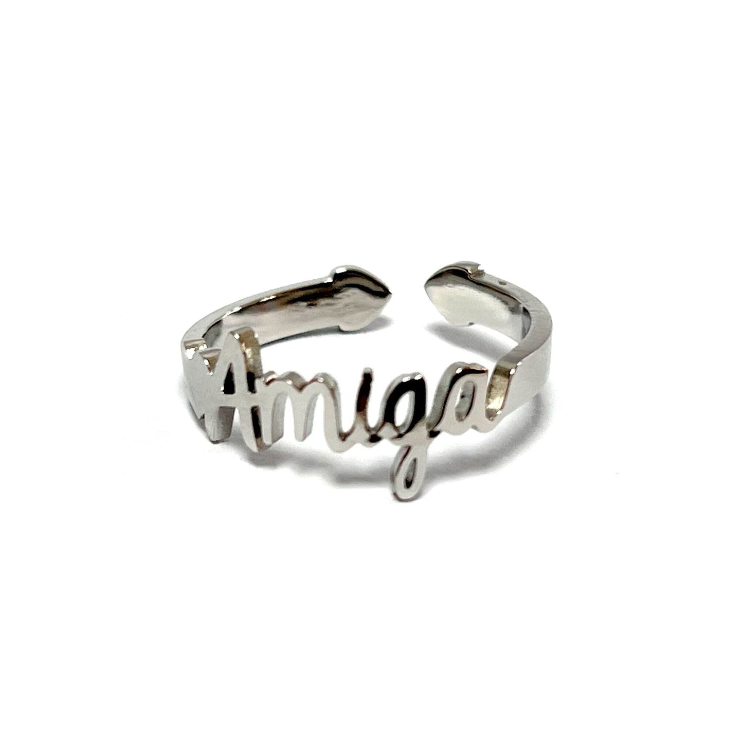 Anillo Amiga, ajustable, de acero inoxidable