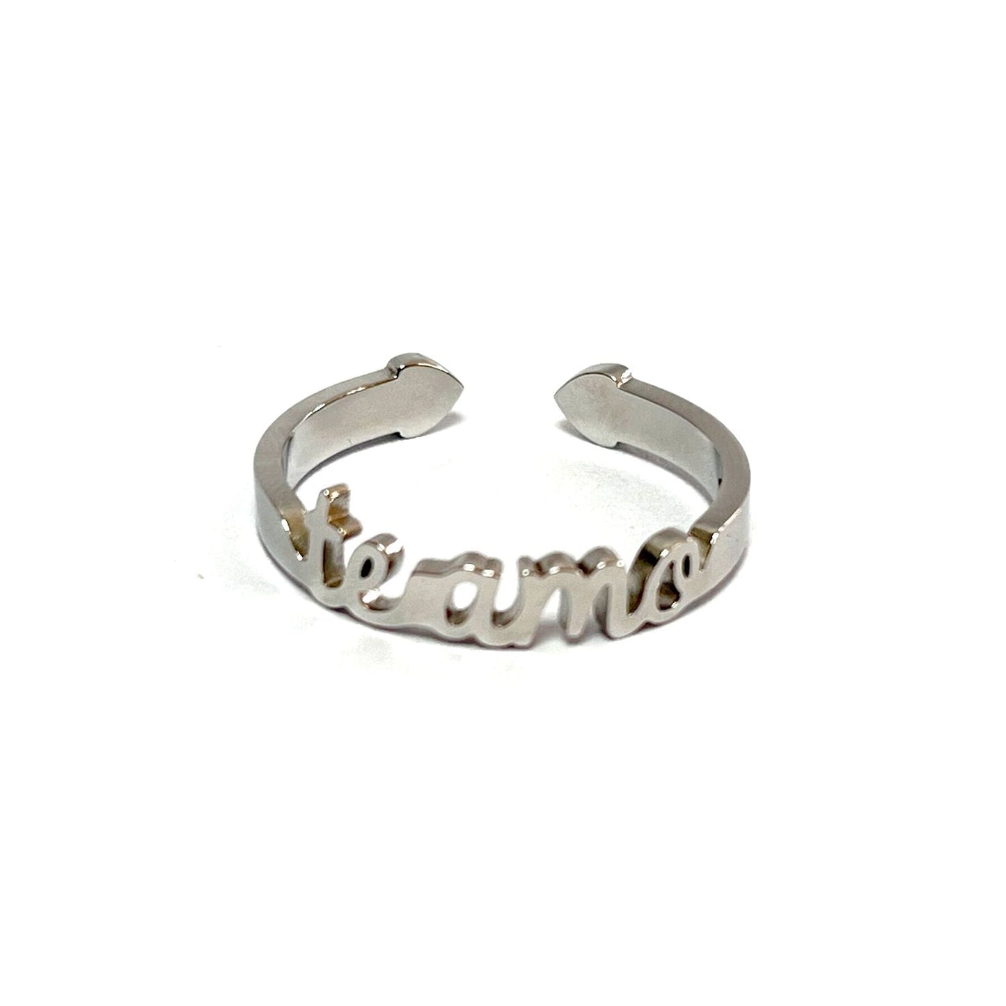 Anillo "Te Amo", ajustable, de acero inoxidable