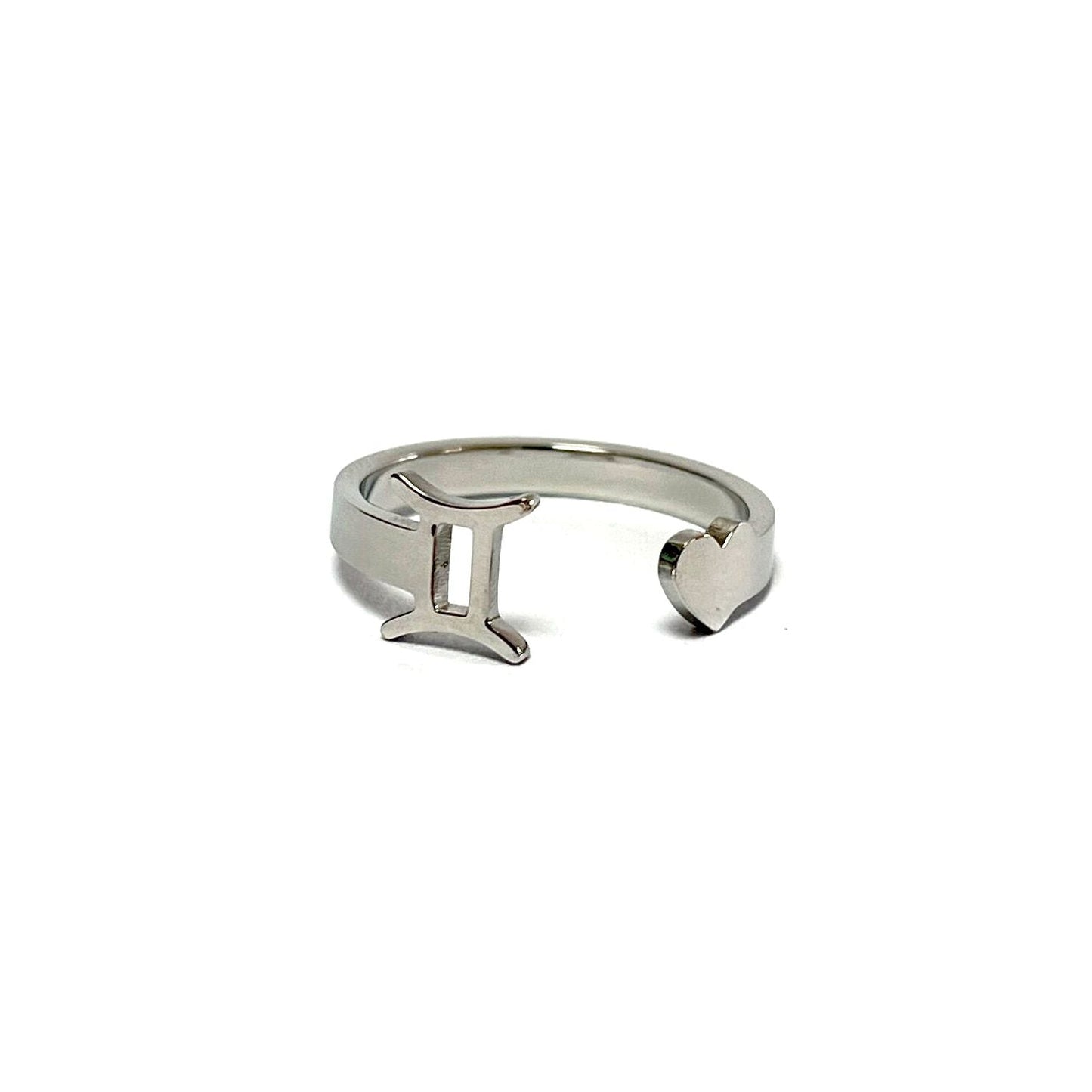 Anillo signos del Zodíaco, ajustables, de acero inoxidable