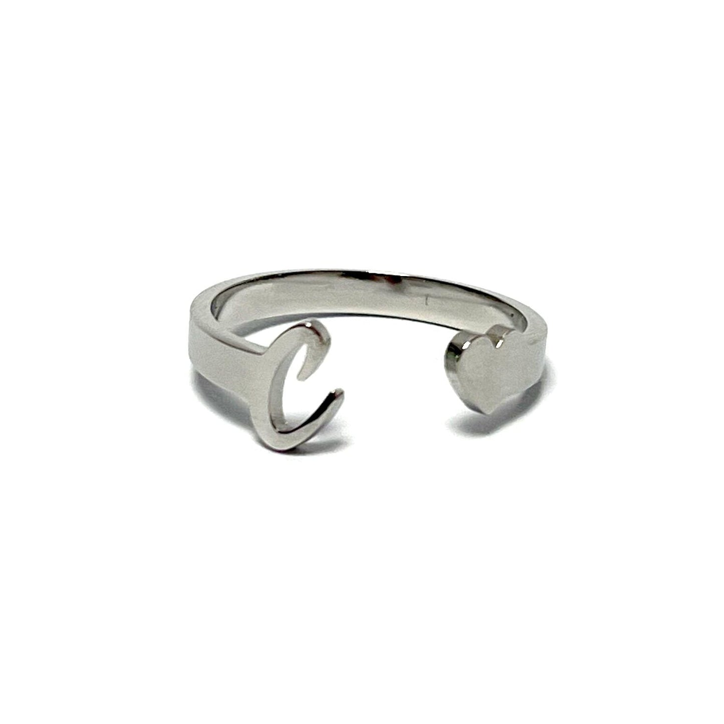 Anillo letras, ajustables, de acero inoxidable