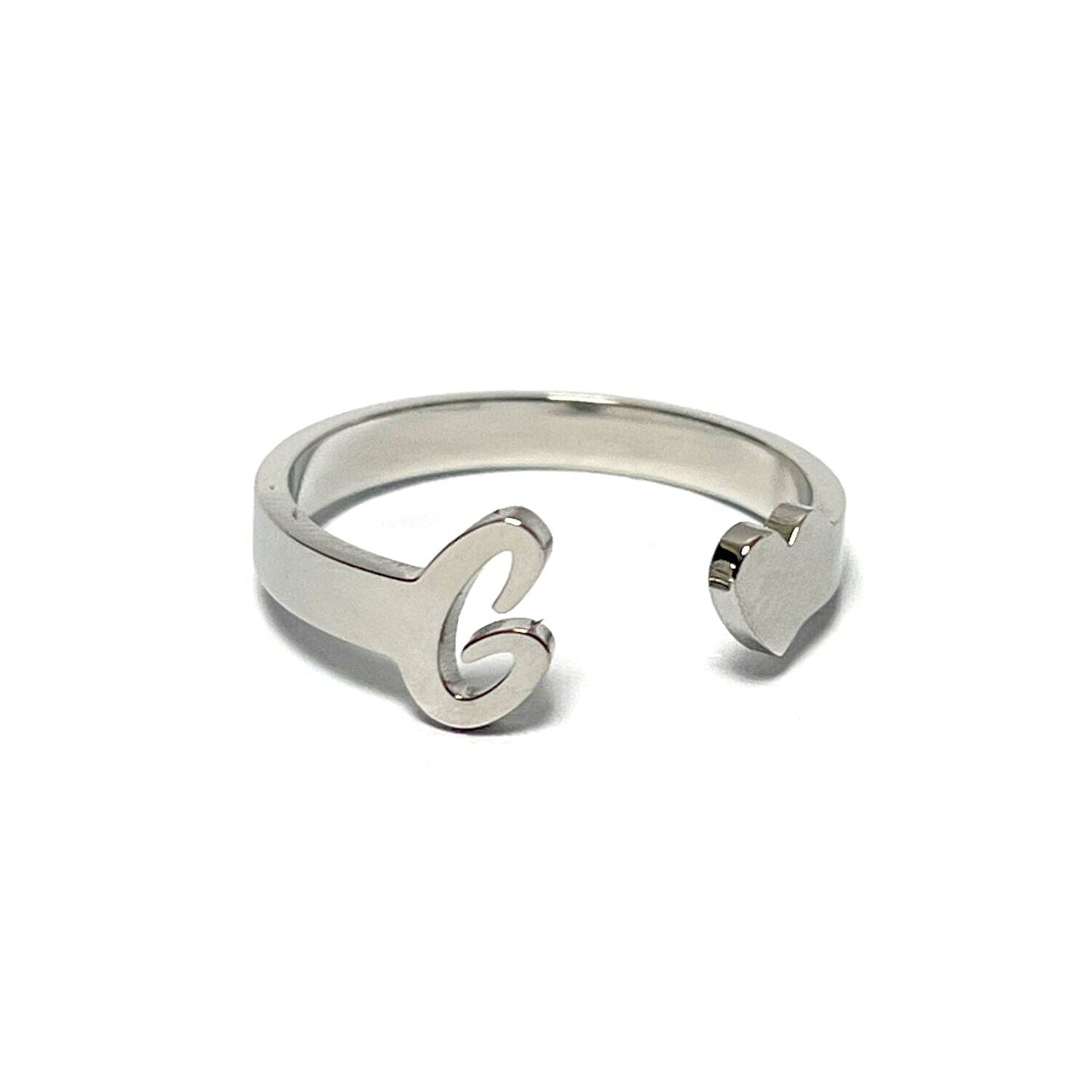 Anillo letras, ajustables, de acero inoxidable