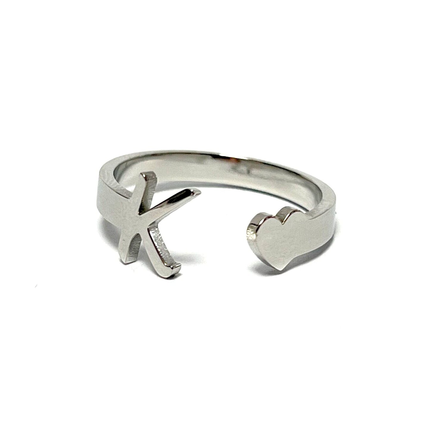 Anillo letras, ajustables, de acero inoxidable