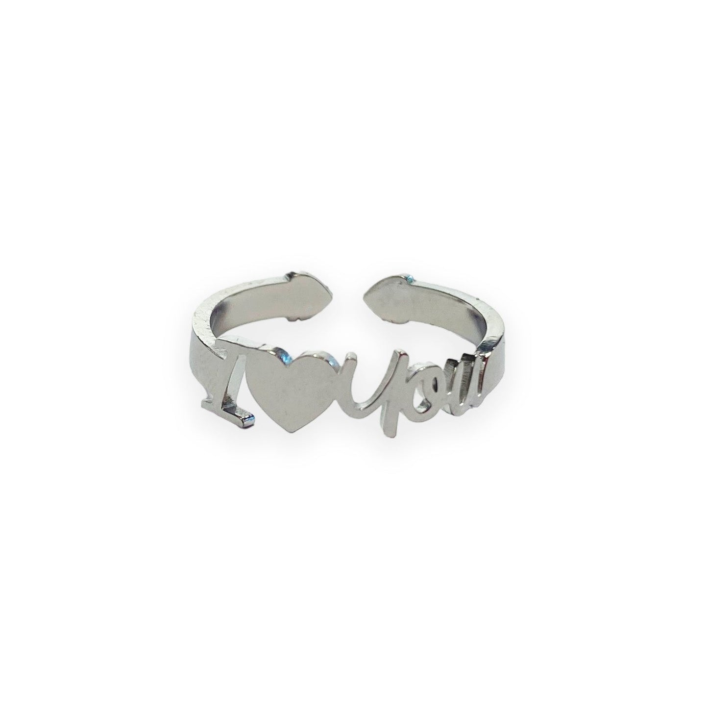 Anillo "I love You", ajustable, de acero inoxidable