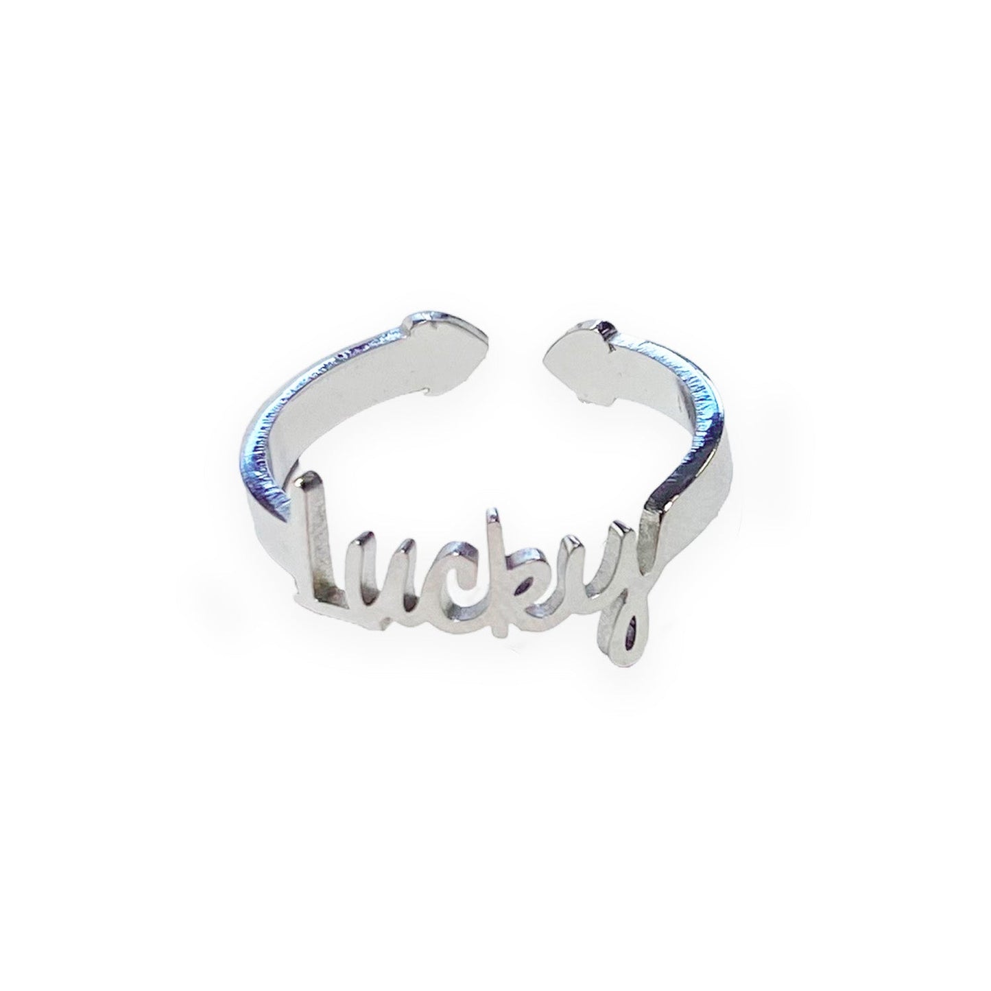 Anillo Lucky, ajustable, de acero inoxidable