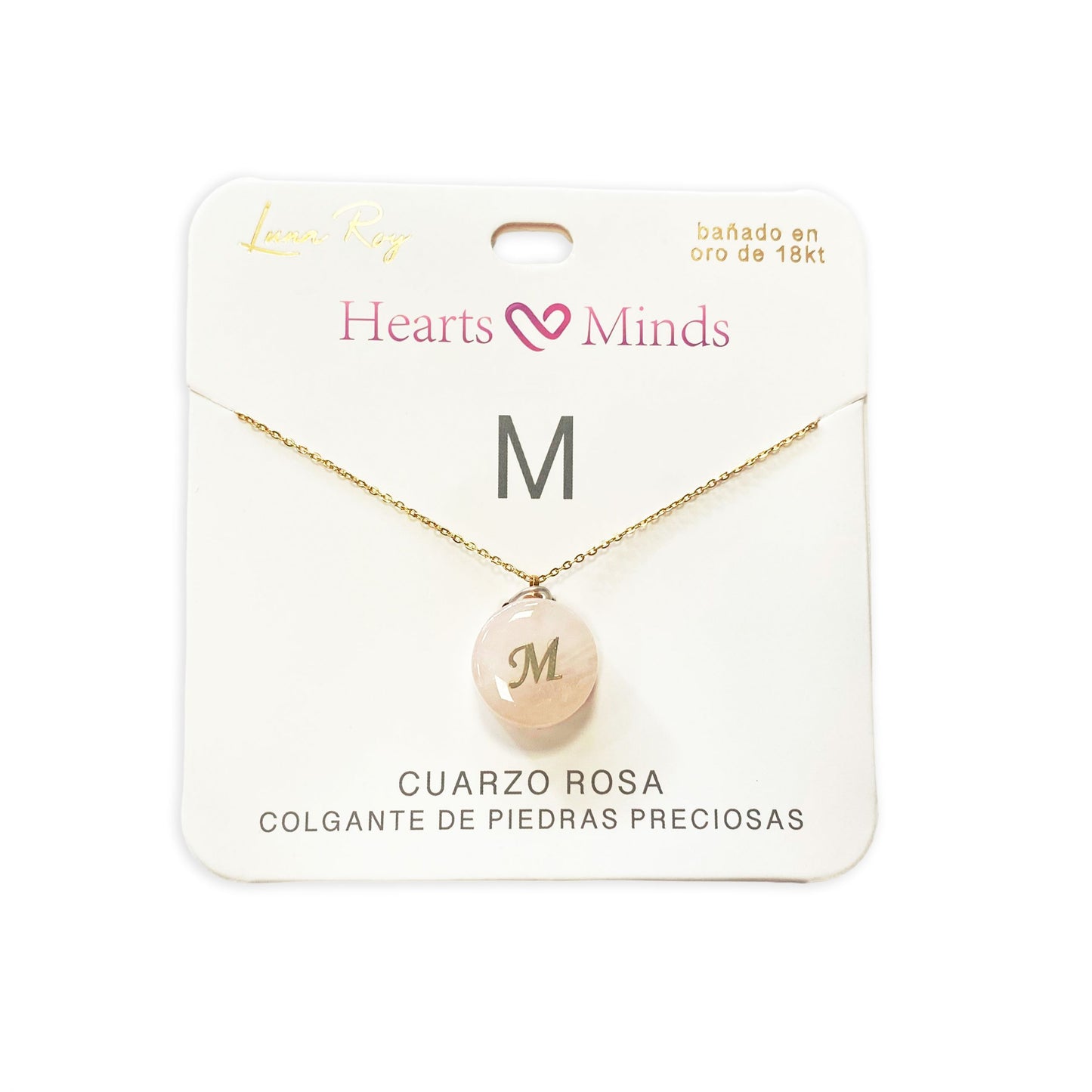 Collar bañado en oro 18K con colgante de piedra natural y Letra Inicial