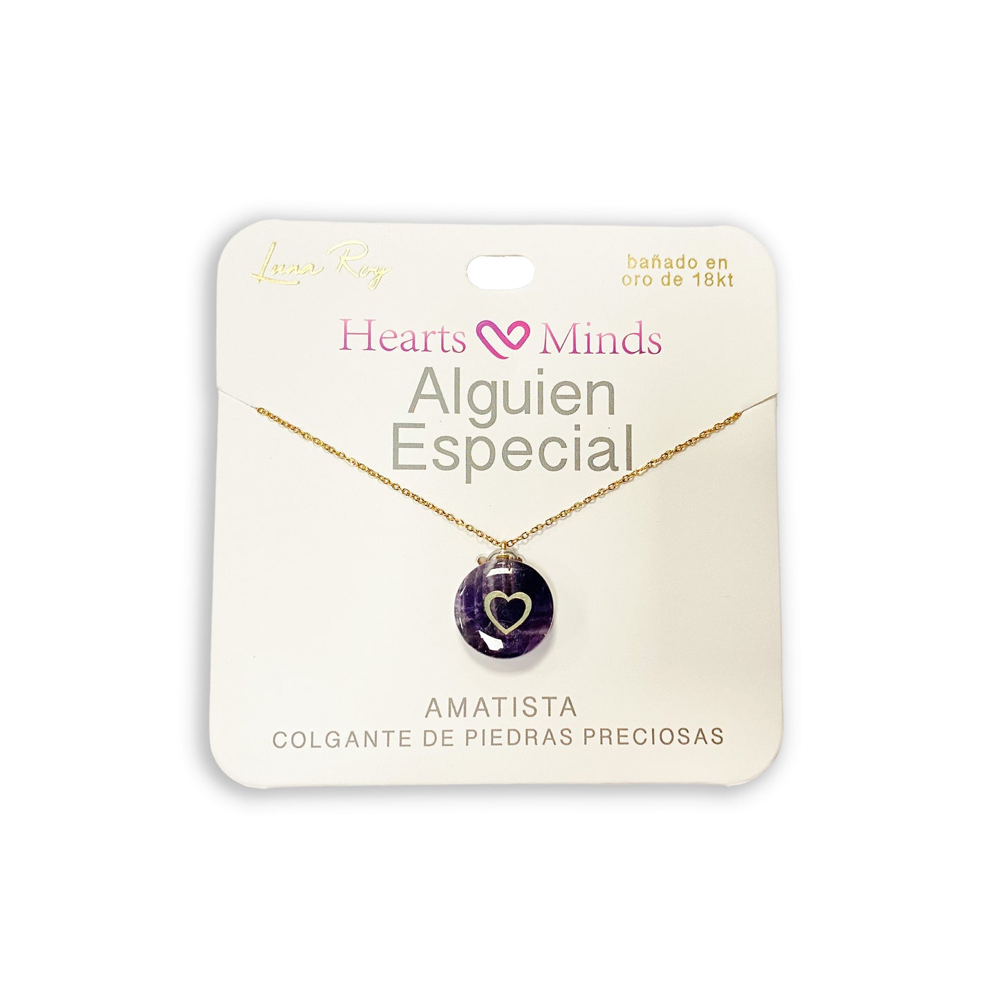 Collar bañado en oro 18K con colgante de piedra natural y un Corazón