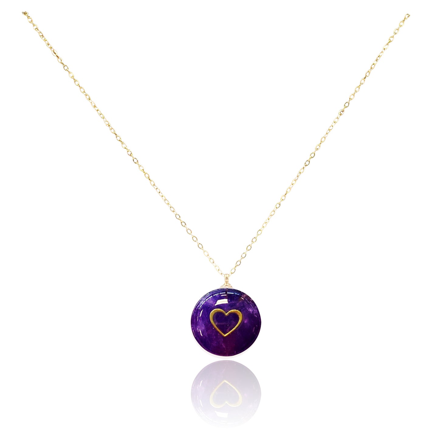 Collar bañado en oro 18K con colgante de piedra natural y un Corazón