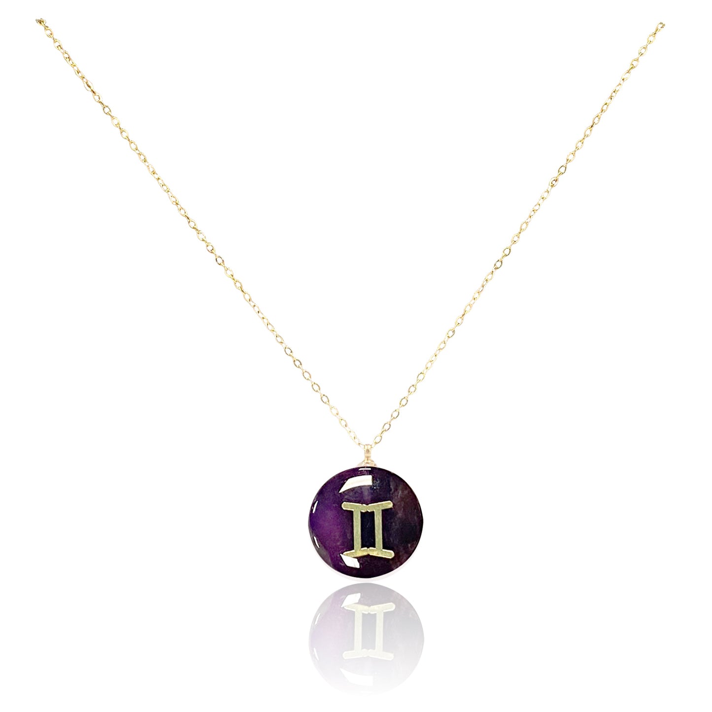 Collar bañado en oro 18K con colgante de piedra natural y signo del Zodíaco