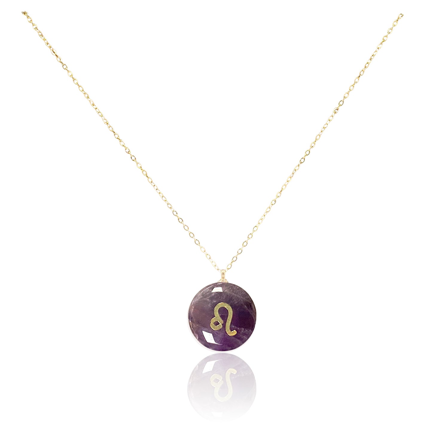 Collar bañado en oro 18K con colgante de piedra natural y signo del Zodíaco