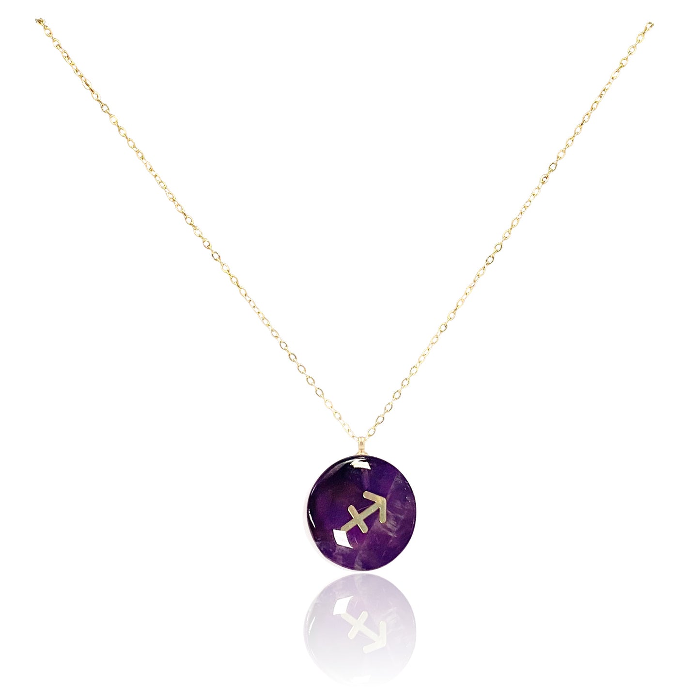 Collar bañado en oro 18K con colgante de piedra natural y signo del Zodíaco