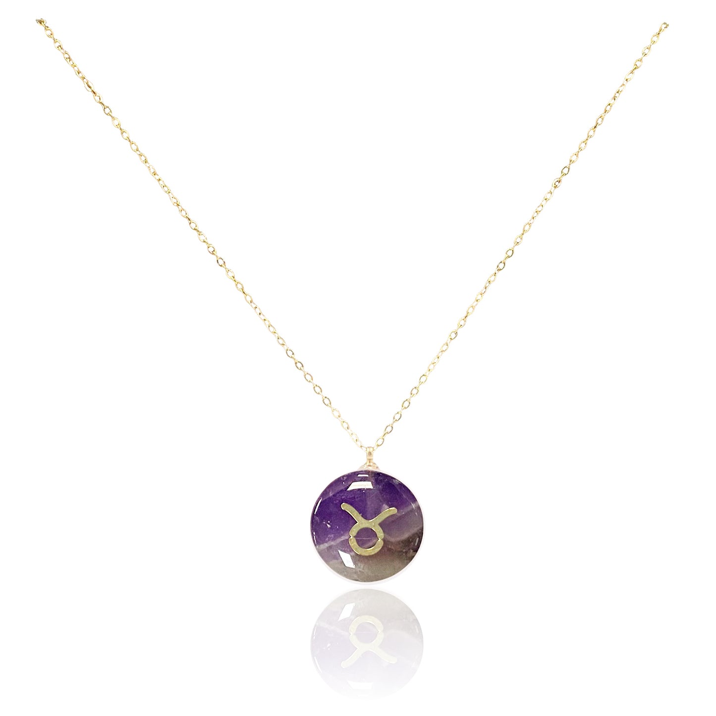 Collar bañado en oro 18K con colgante de piedra natural y signo del Zodíaco