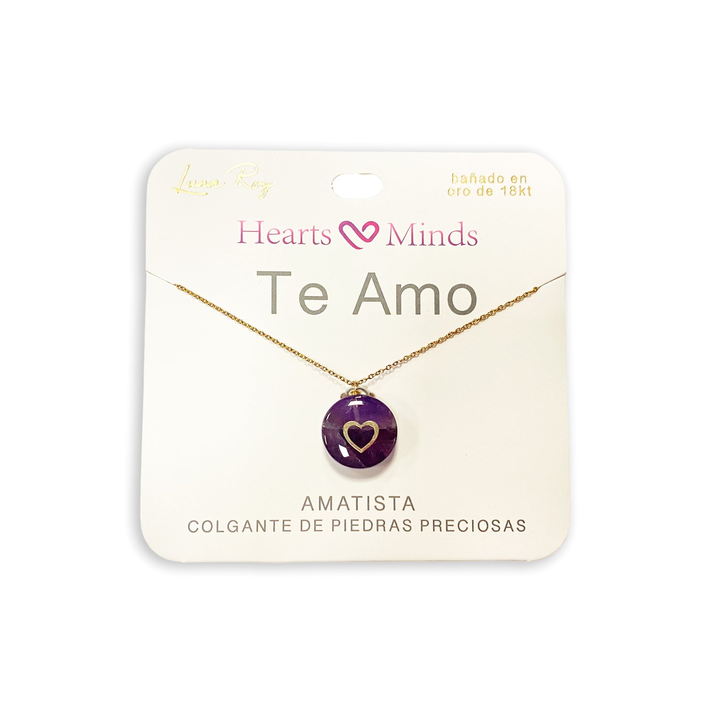 Collar bañado en oro 18K con colgante de piedra natural y un Corazón