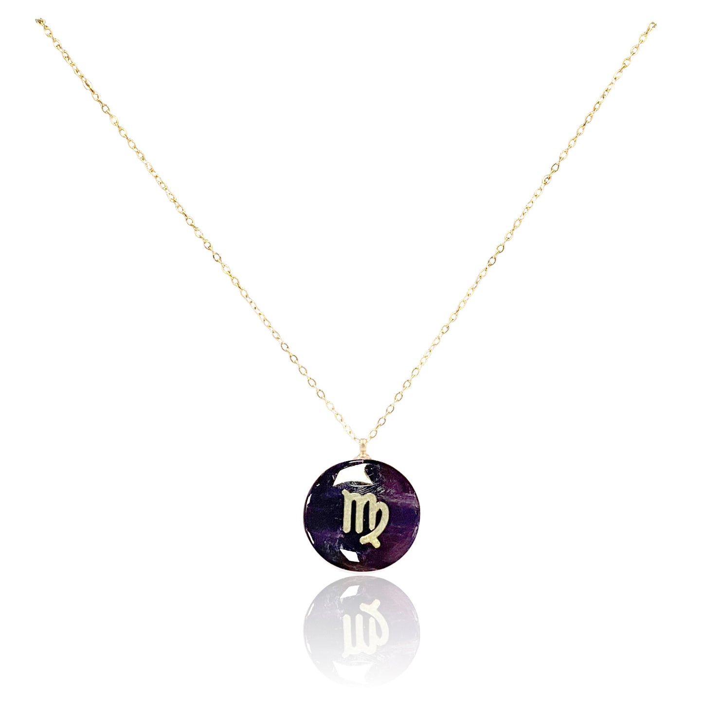 Collar bañado en oro 18K con colgante de piedra natural y signo del Zodíaco