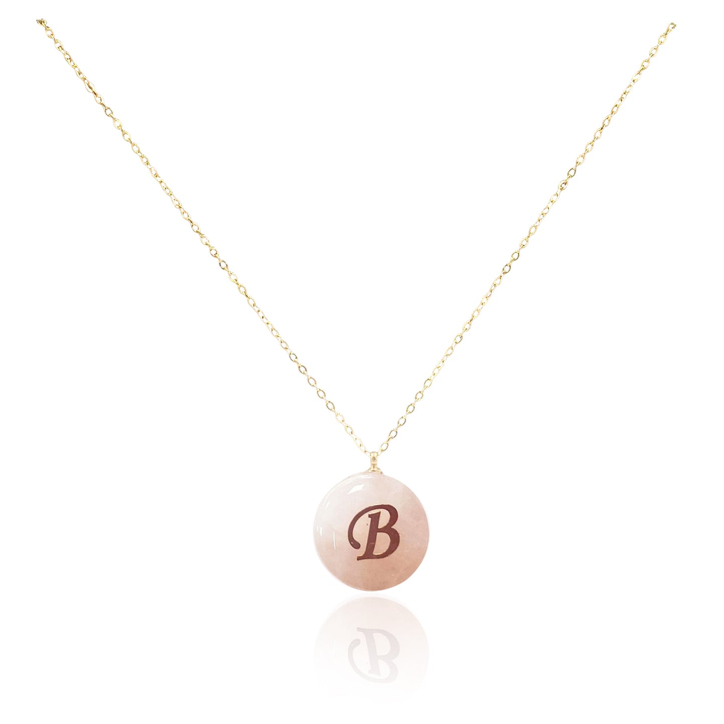 Collar bañado en oro 18K con colgante de piedra natural y Letra Inicial