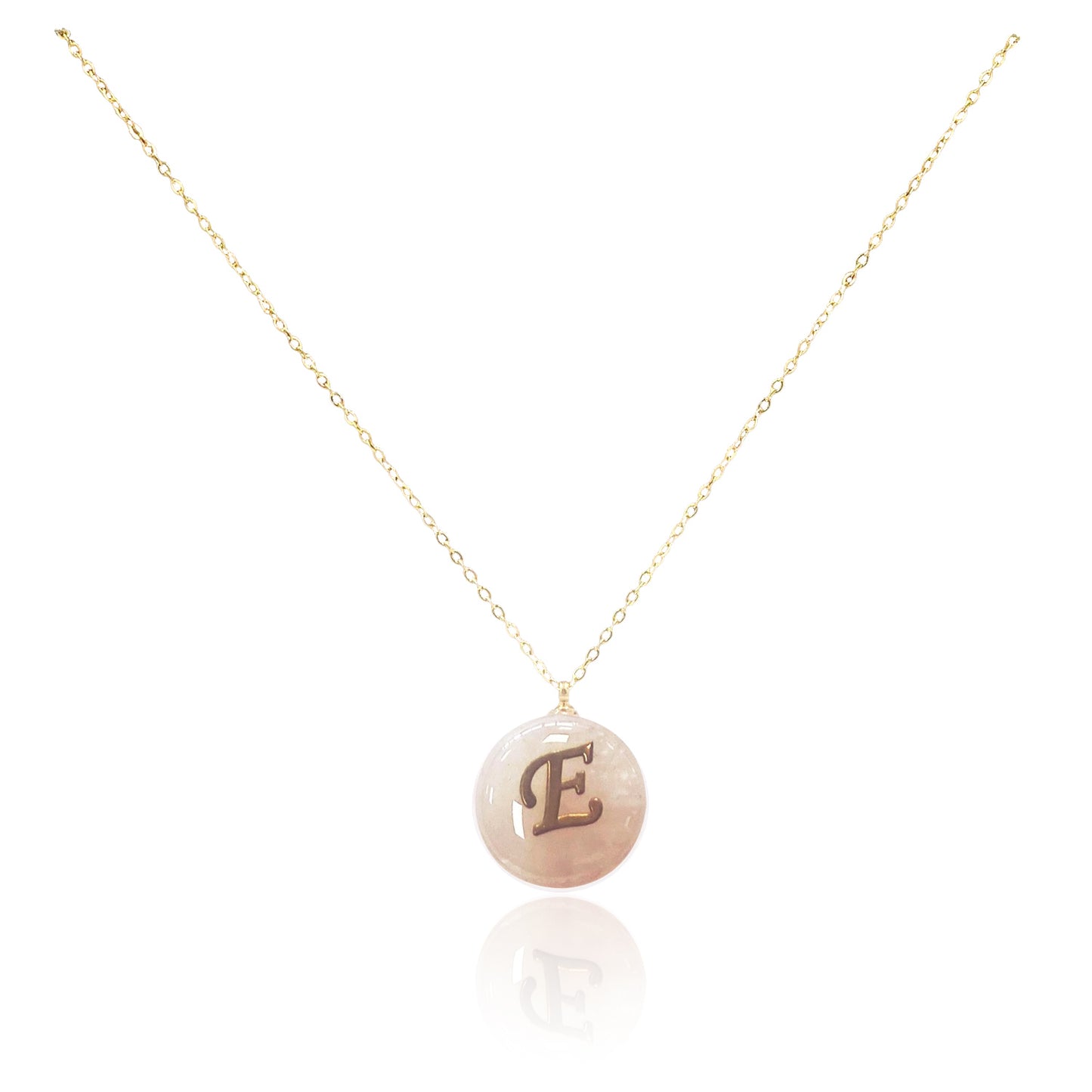 Collar bañado en oro 18K con colgante de piedra natural y Letra Inicial