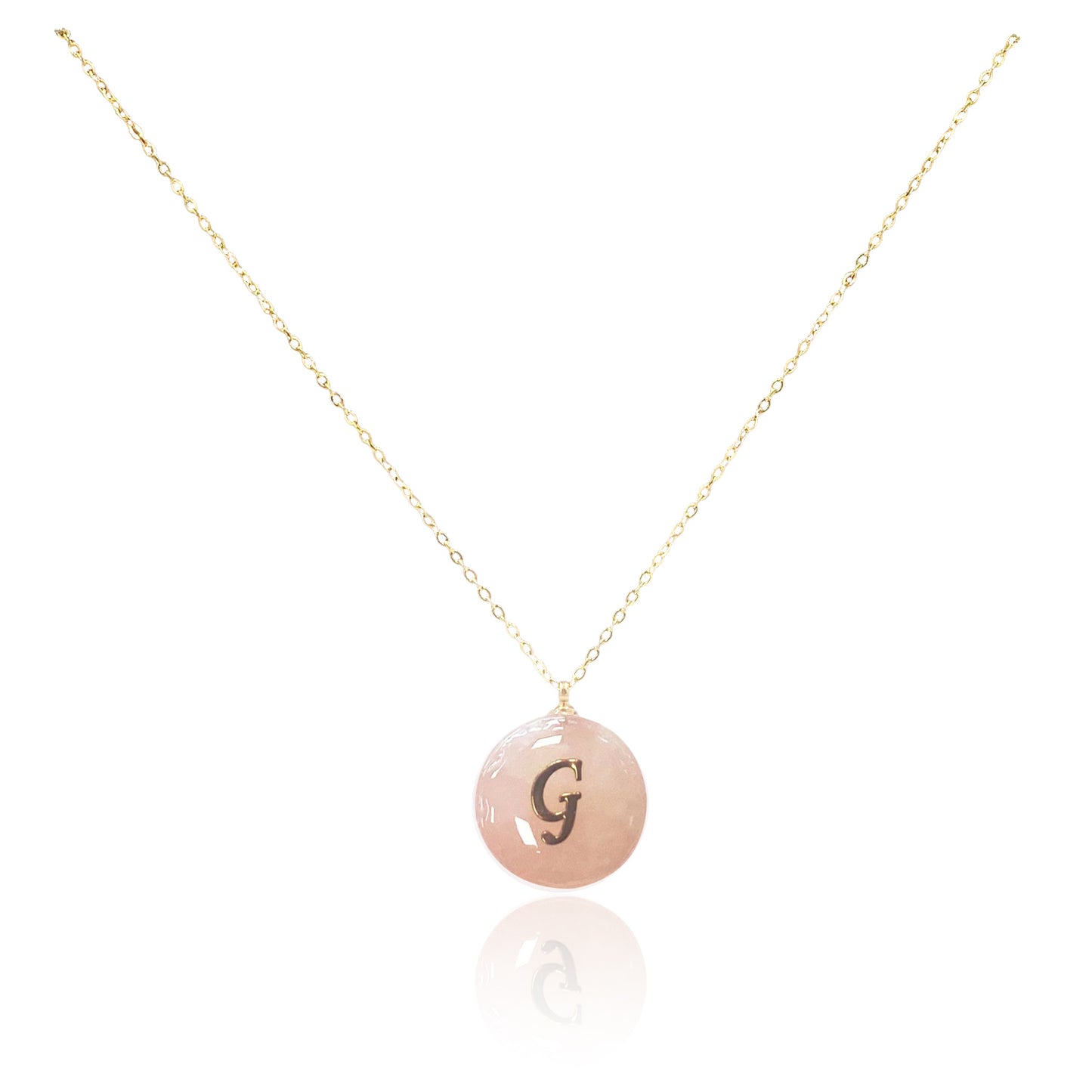 Collar bañado en oro 18K con colgante de piedra natural y Letra Inicial
