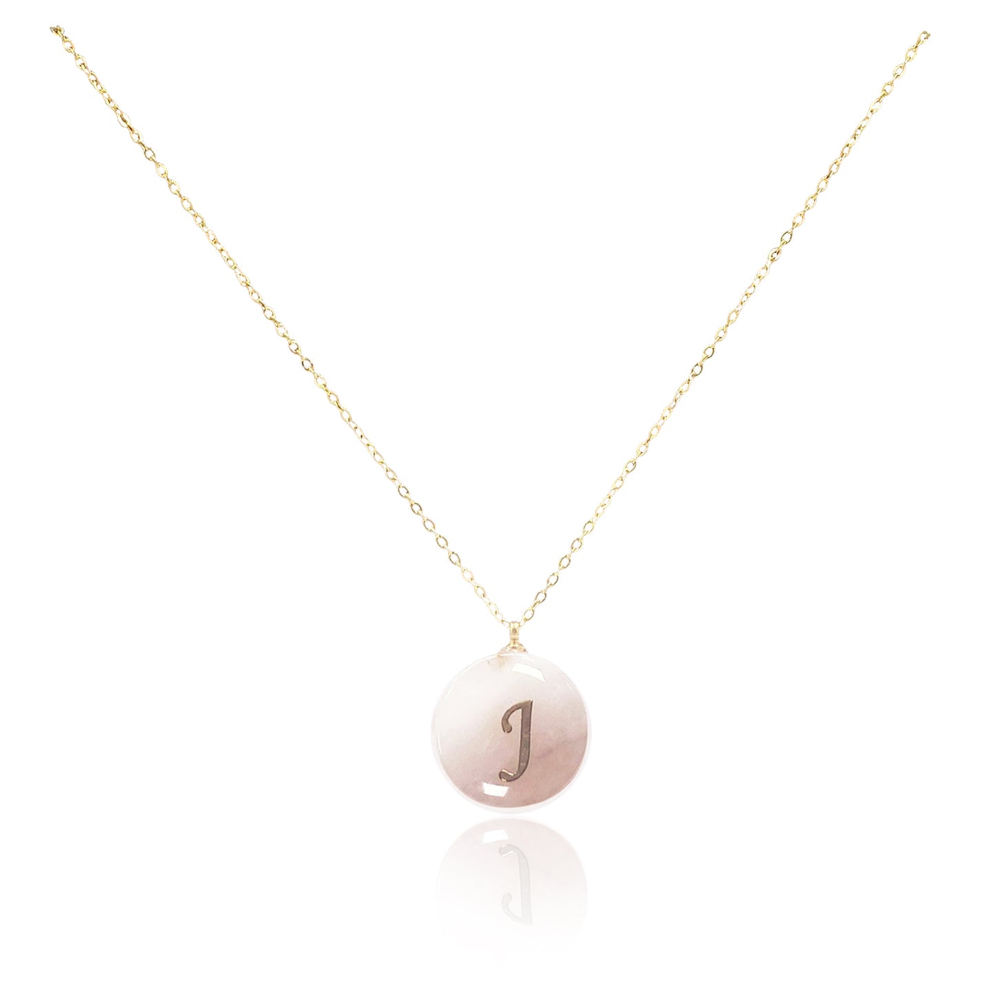 Collar bañado en oro 18K con colgante de piedra natural y Letra Inicial
