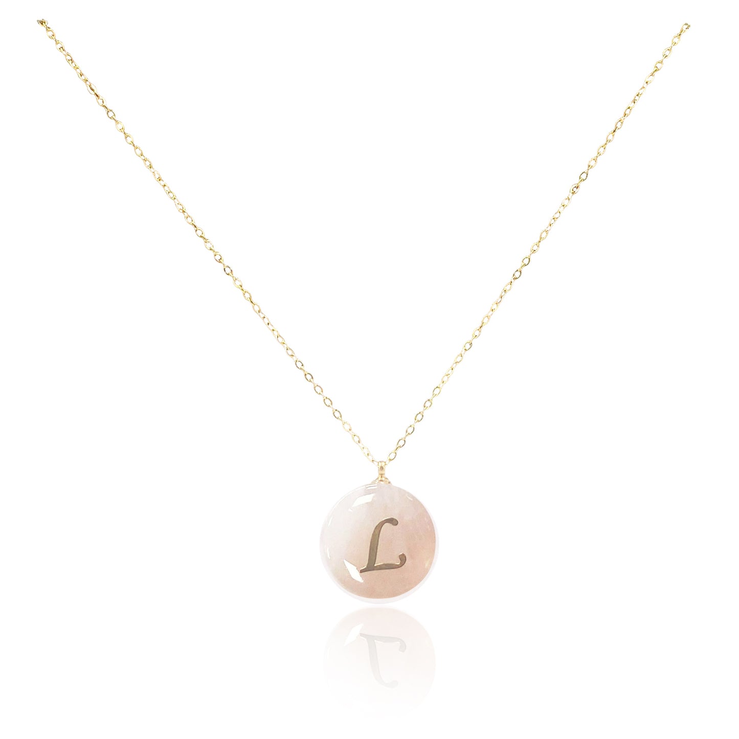 Collar bañado en oro 18K con colgante de piedra natural y Letra Inicial