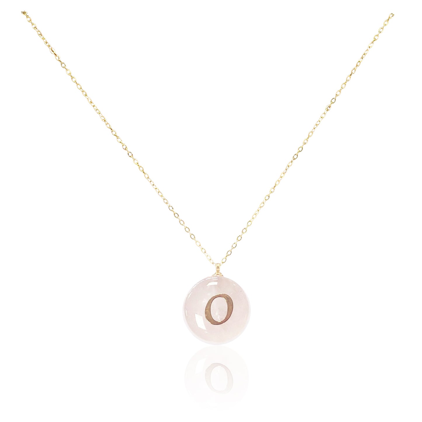 Collar bañado en oro 18K con colgante de piedra natural y Letra Inicial