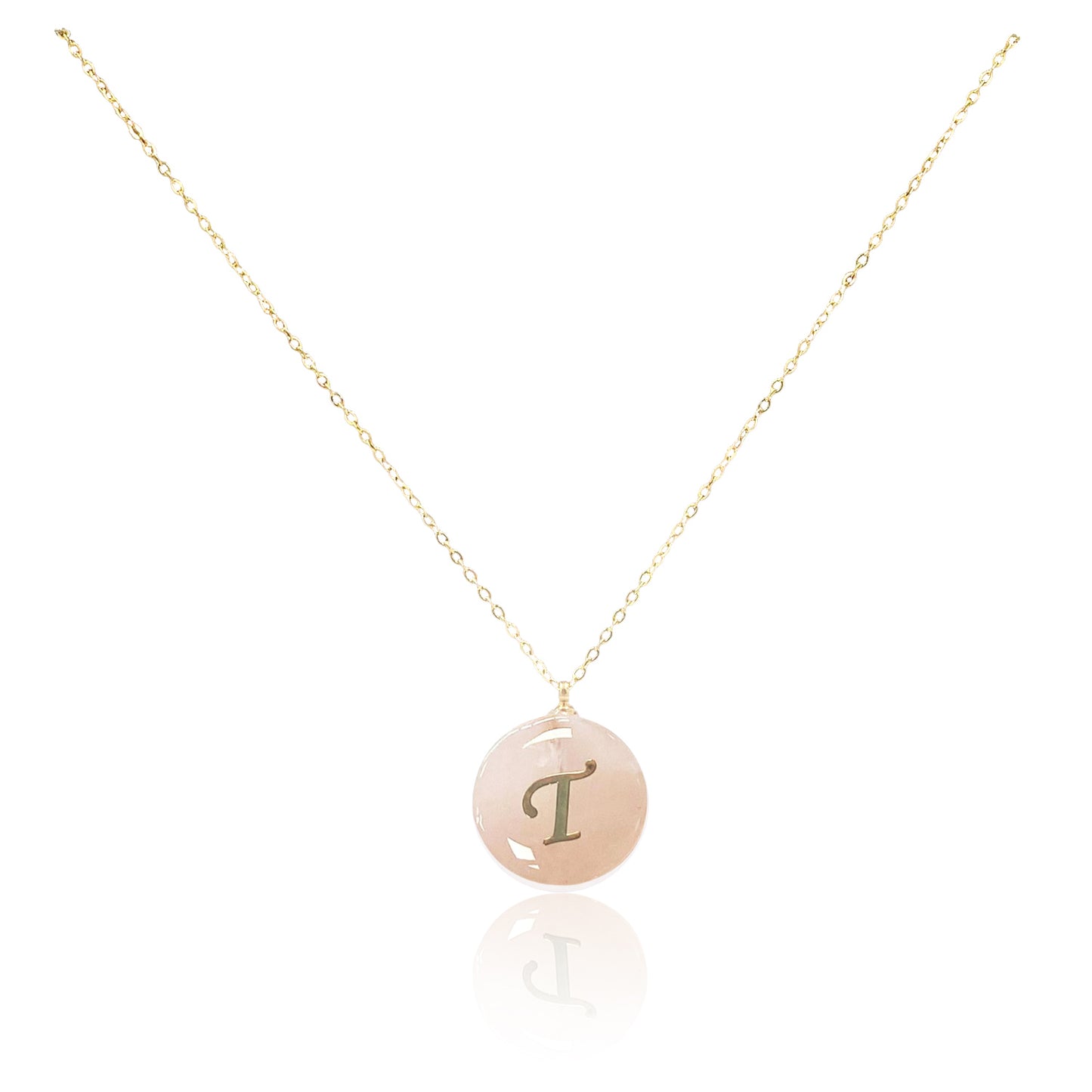 Collar bañado en oro 18K con colgante de piedra natural y Letra Inicial