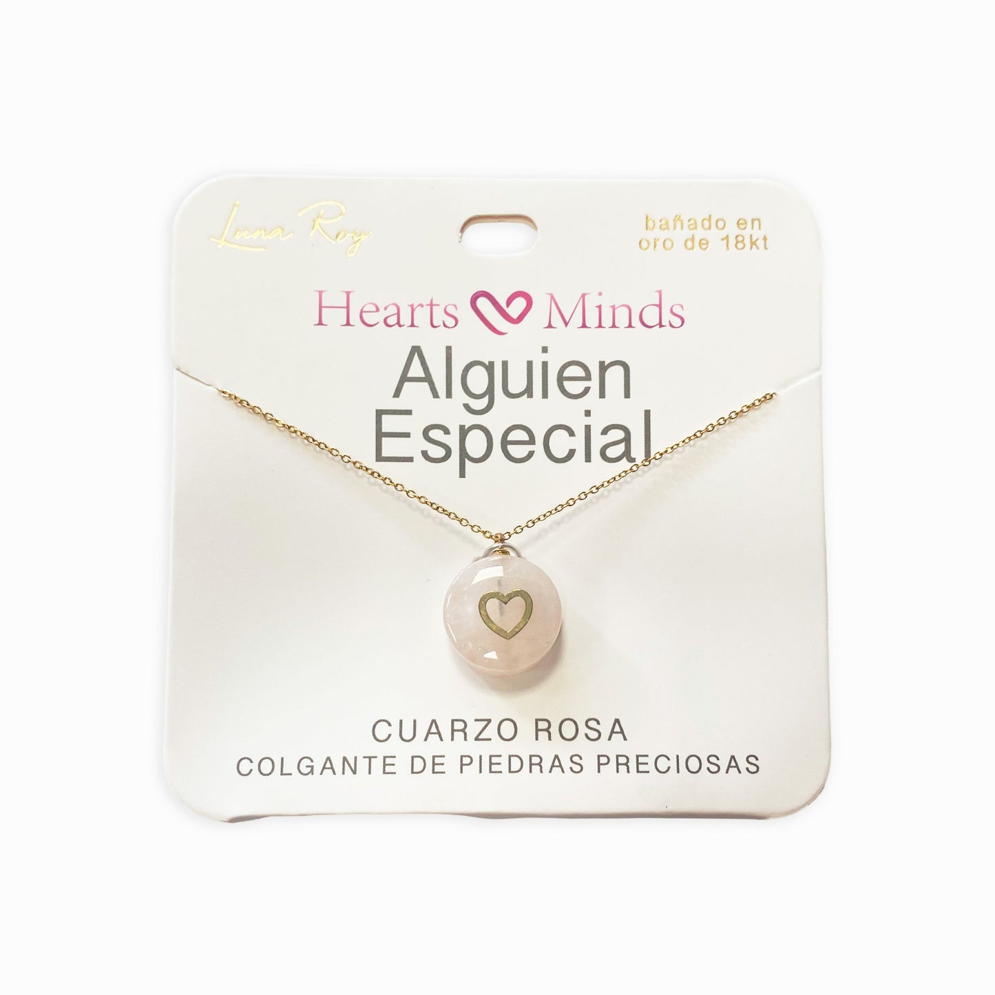 Collar bañado en oro 18K con colgante de piedra natural y un Corazón