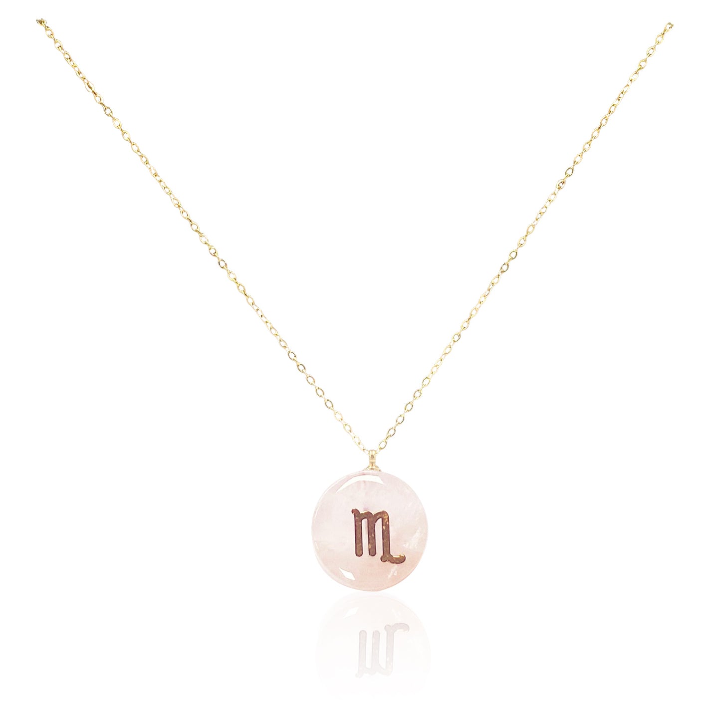 Collar bañado en oro 18K con colgante de piedra natural y signo del Zodíaco
