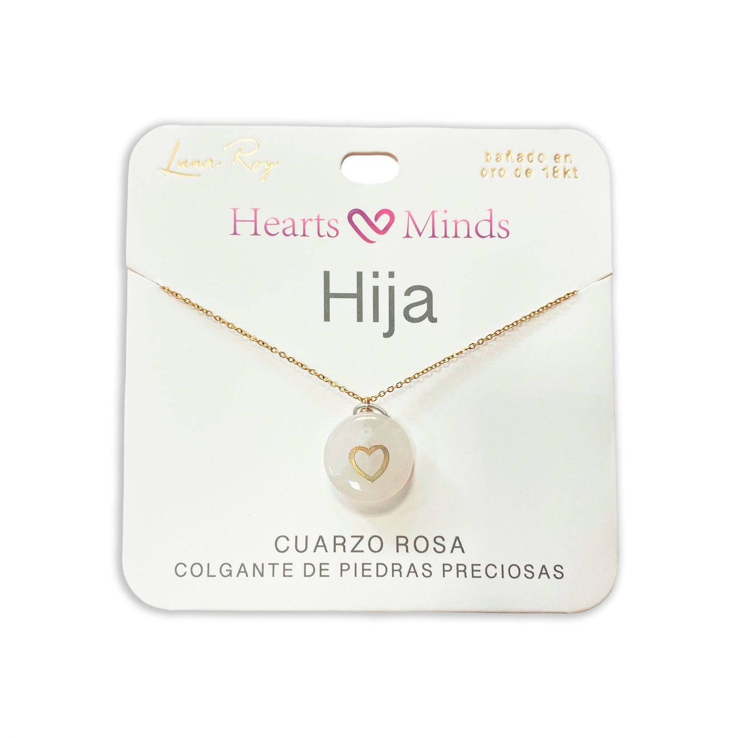 Collar bañado en oro 18K con colgante de piedra natural y un Corazón