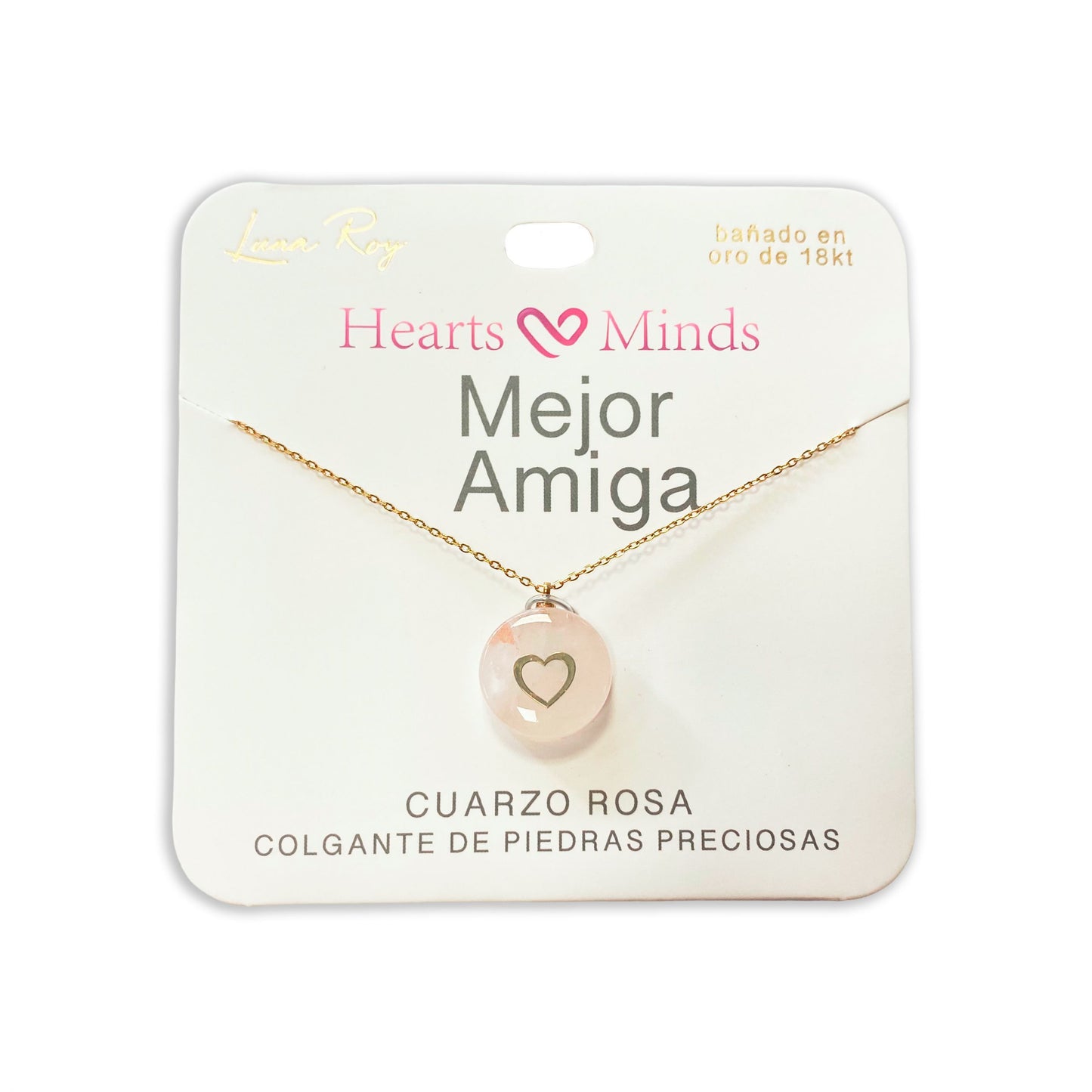 Collar bañado en oro 18K con colgante de piedra natural y un Corazón
