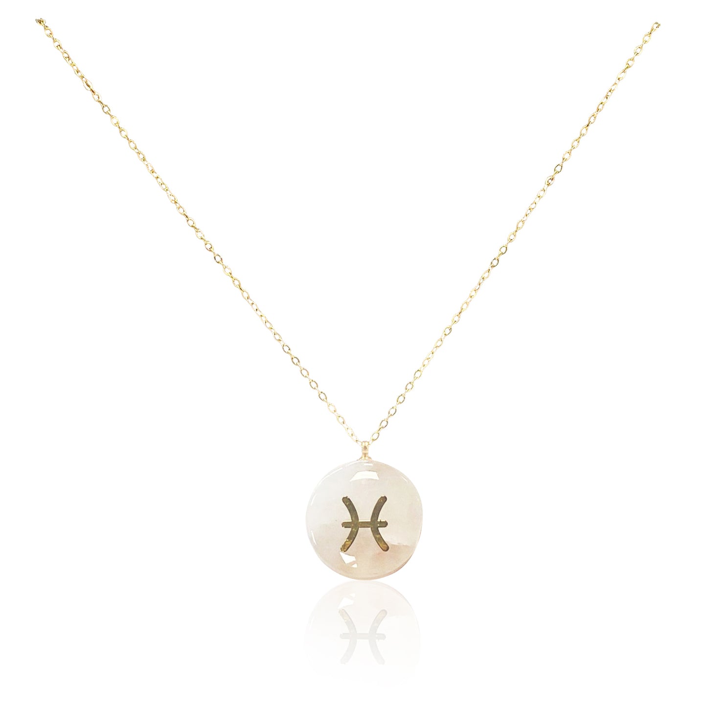 Collar bañado en oro 18K con colgante de piedra natural y signo del Zodíaco