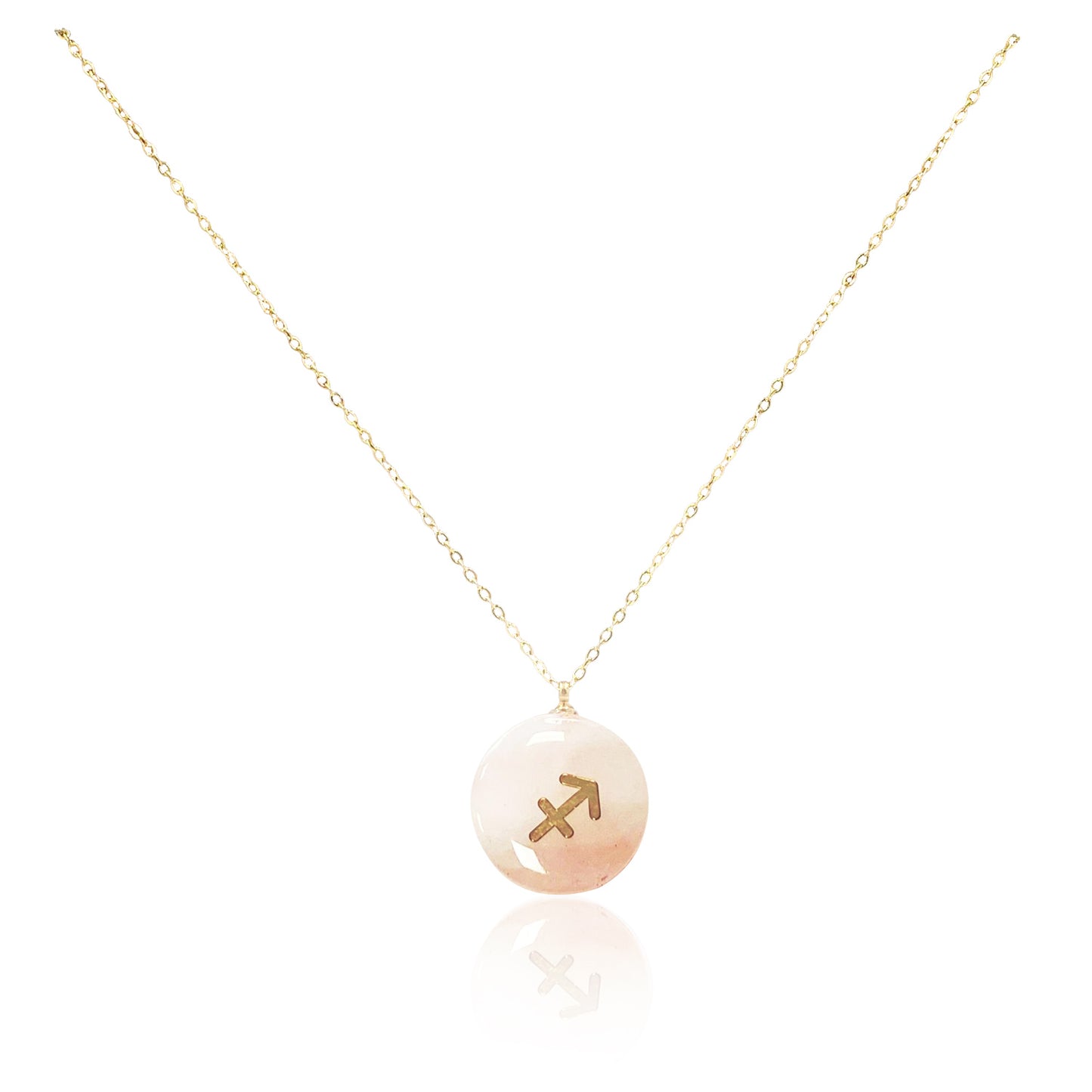 Collar bañado en oro 18K con colgante de piedra natural y signo del Zodíaco