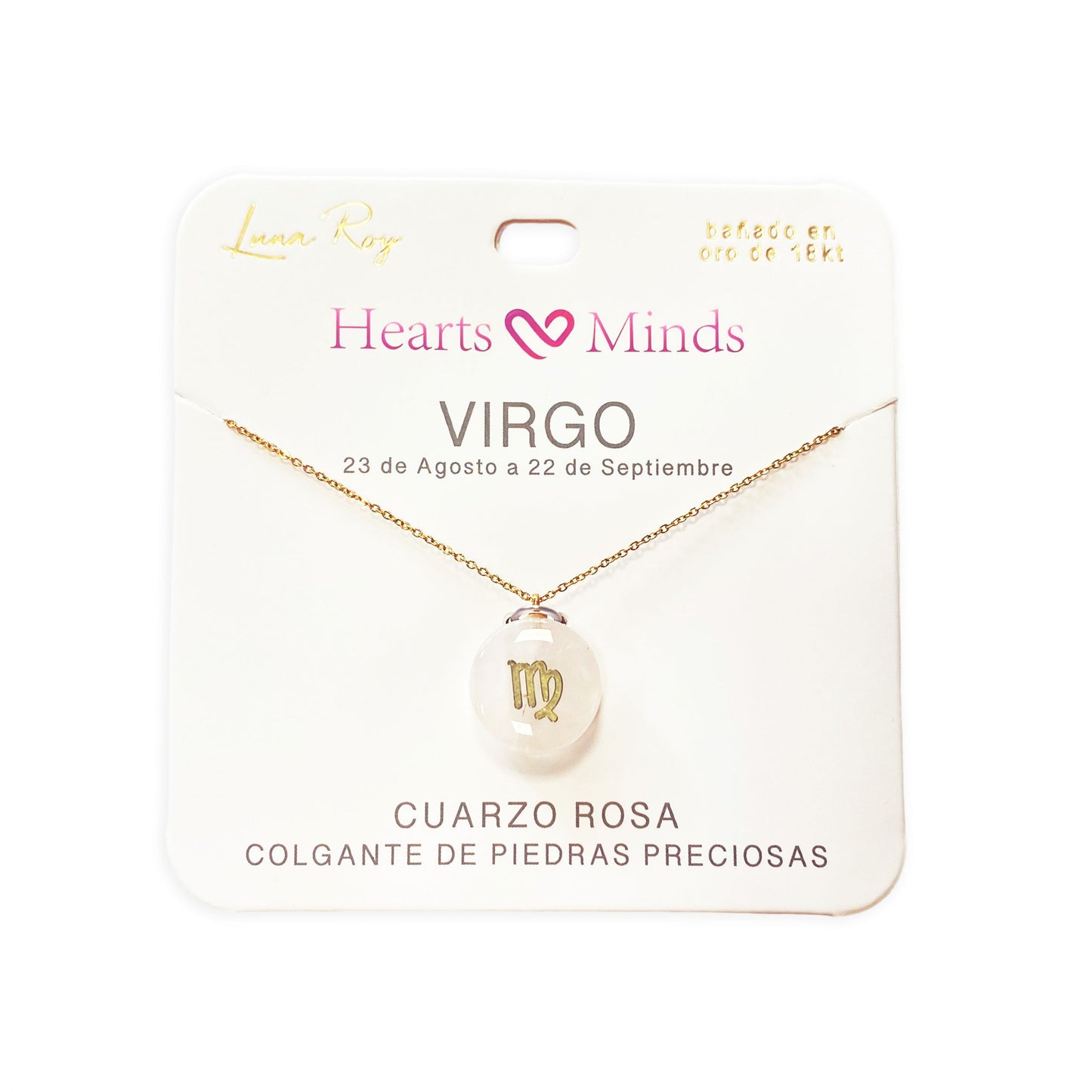 Collar bañado en oro 18K con colgante de piedra natural y signo del Zodíaco