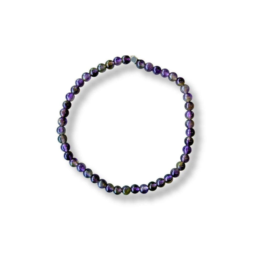 Pulsera de piedra natural Amatista y acero inoxidable