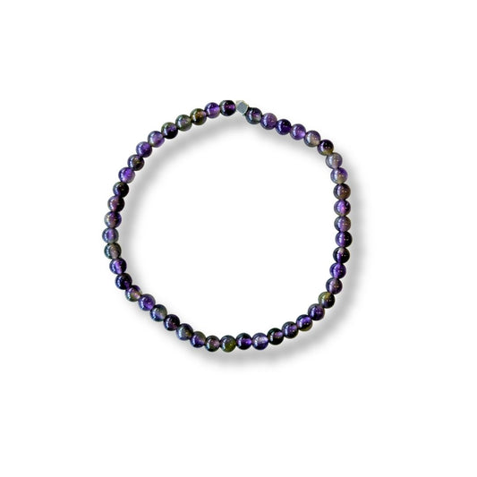 Pulsera de piedra natural Amatista y acero inoxidable