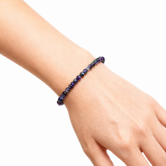 Pulsera de piedra natural Amatista y acero inoxidable