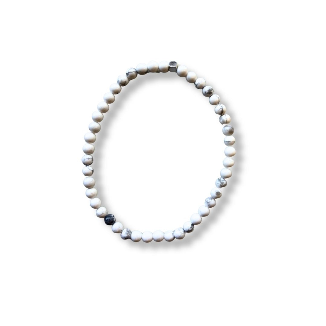 Pulsera de piedra natural Howlita y acero inoxidable