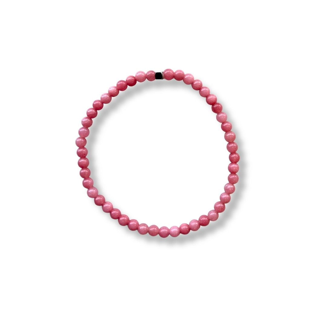Pulsera de piedra natural Ágata rosa y acero inoxidable