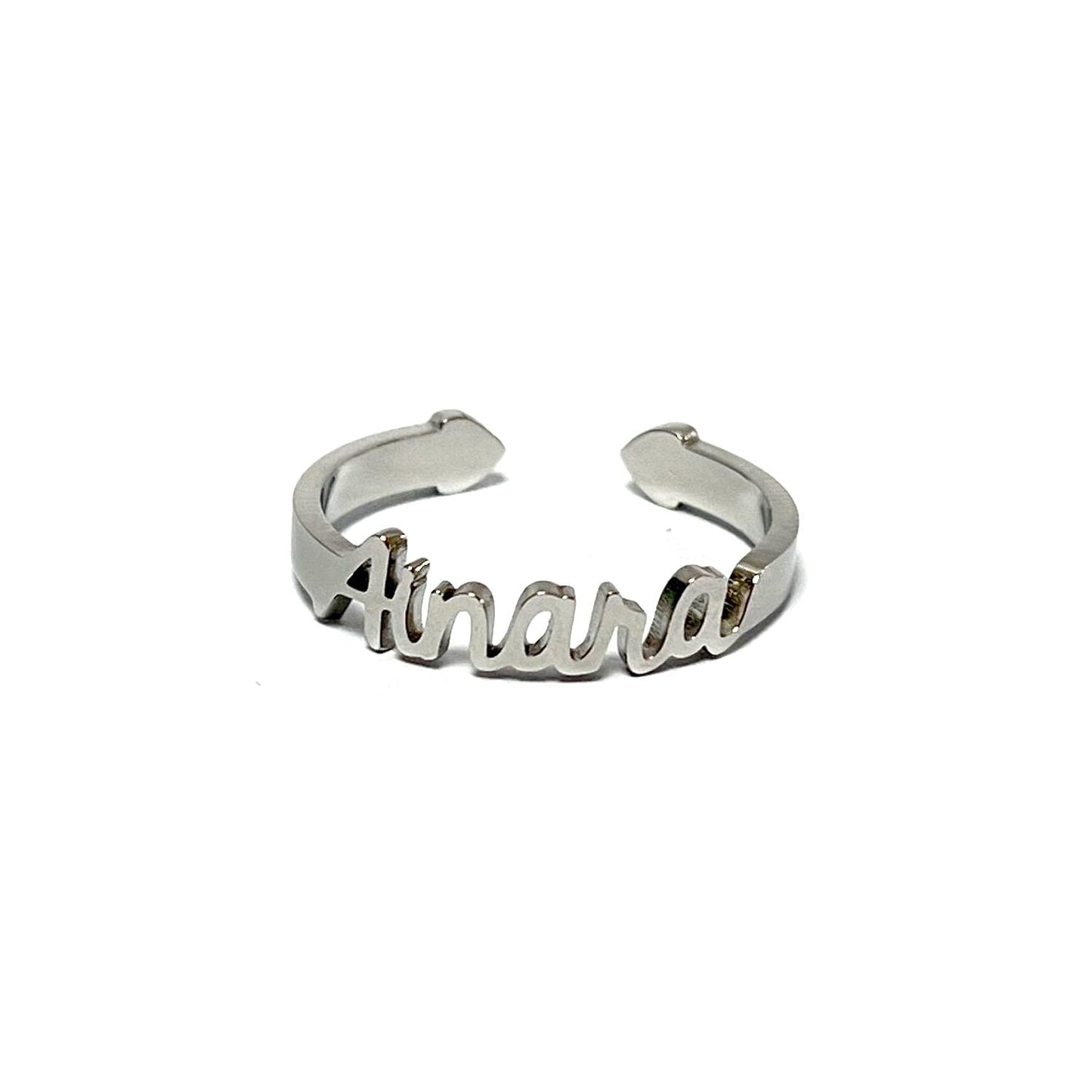 Anillo con Nombres, ajustables, de acero inoxidable