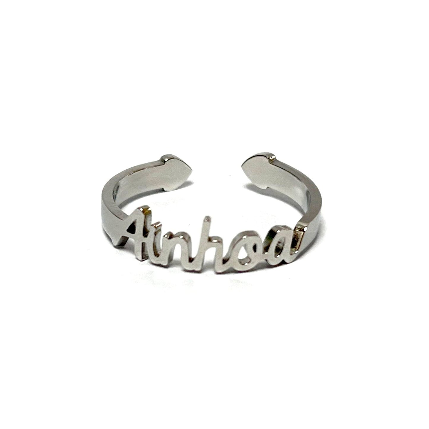 Anillo con Nombres, ajustables, de acero inoxidable