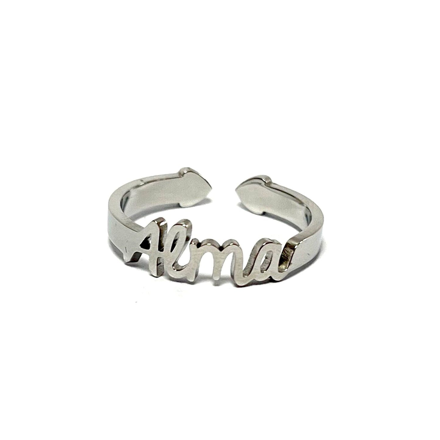 Anillo con Nombres, ajustables, de acero inoxidable