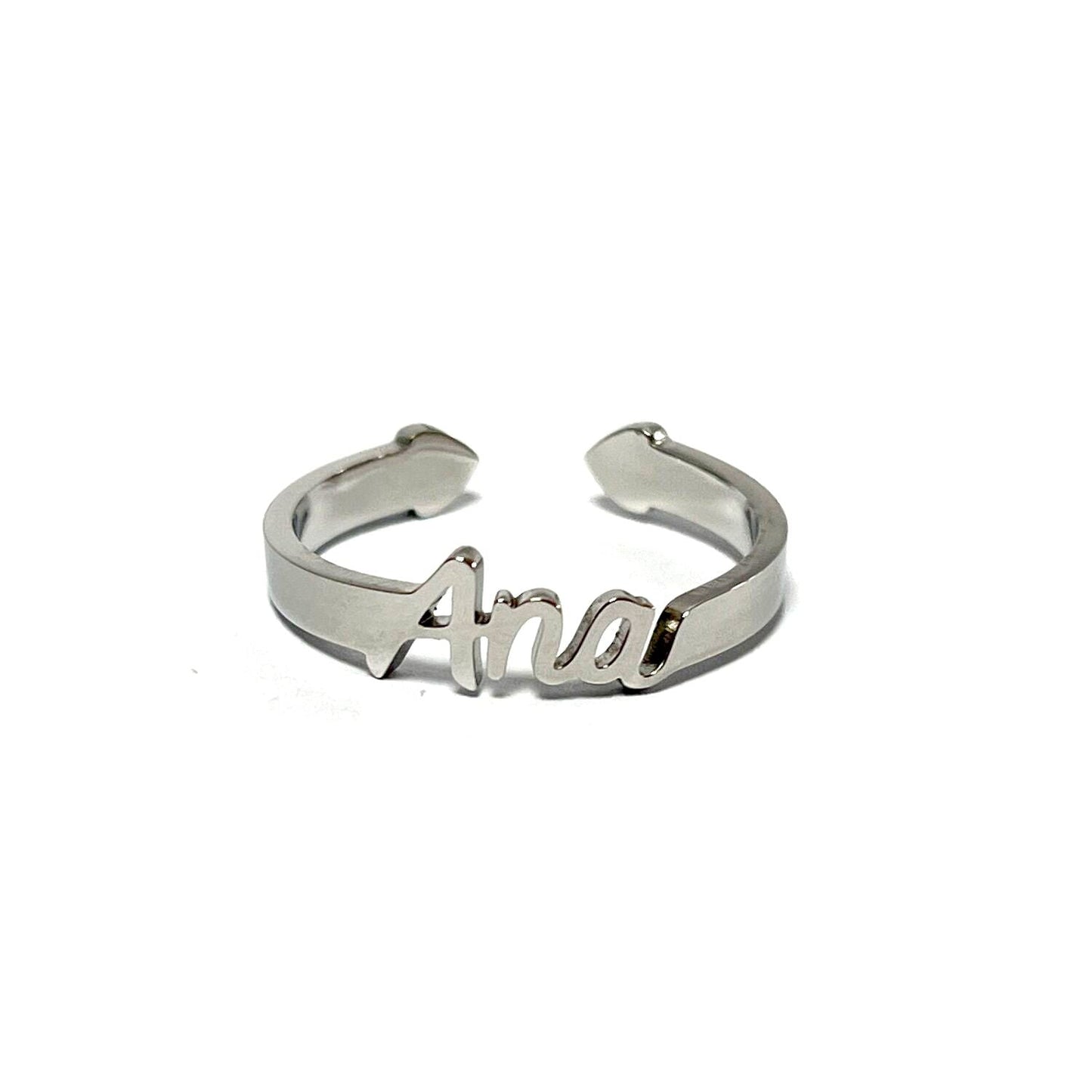 Anillo con Nombres, ajustables, de acero inoxidable