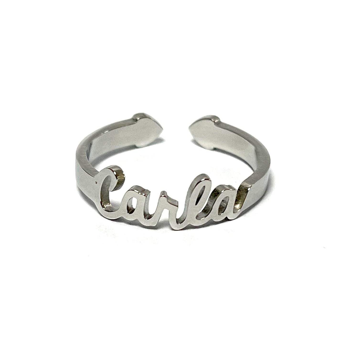 Anillo con Nombres, ajustables, de acero inoxidable
