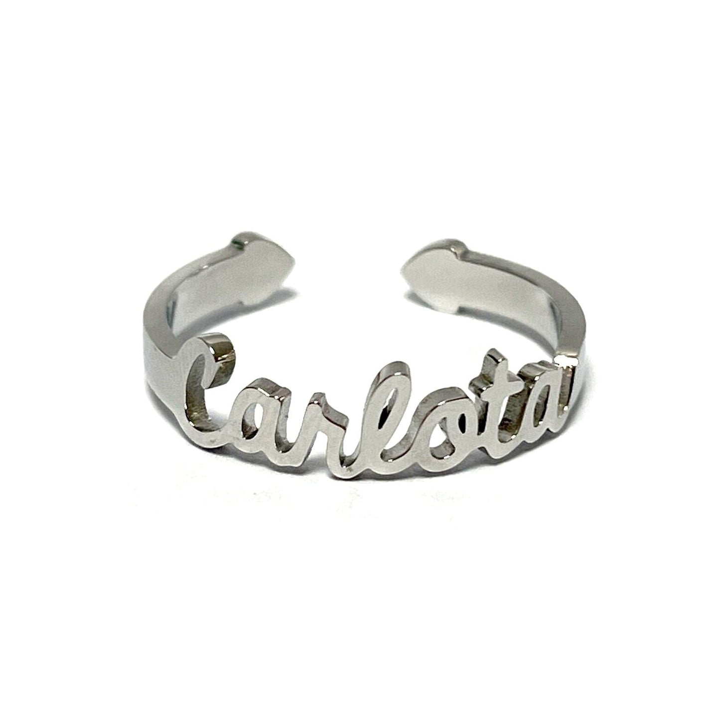 Anillo con Nombres, ajustables, de acero inoxidable