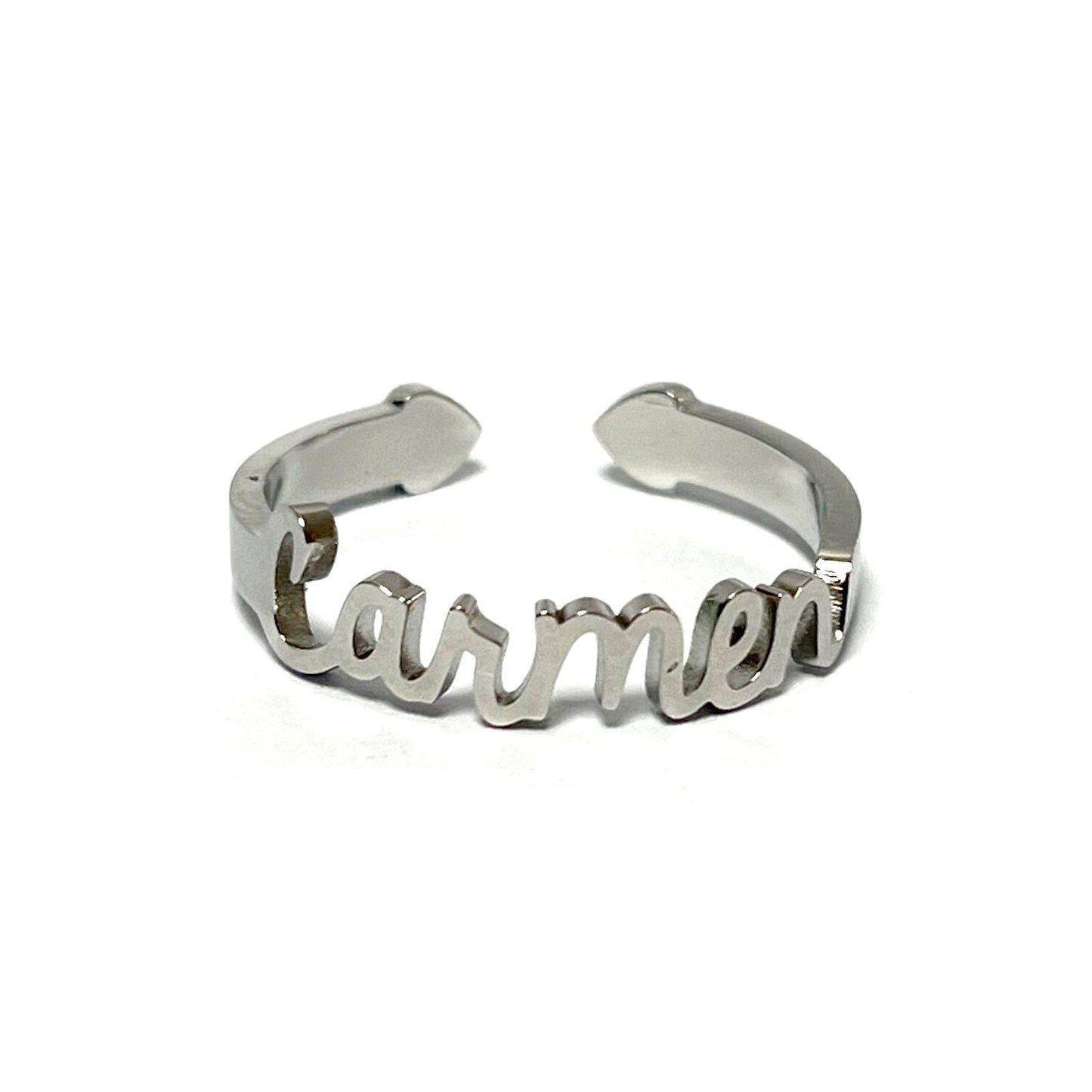 Anillo con Nombres, ajustables, de acero inoxidable