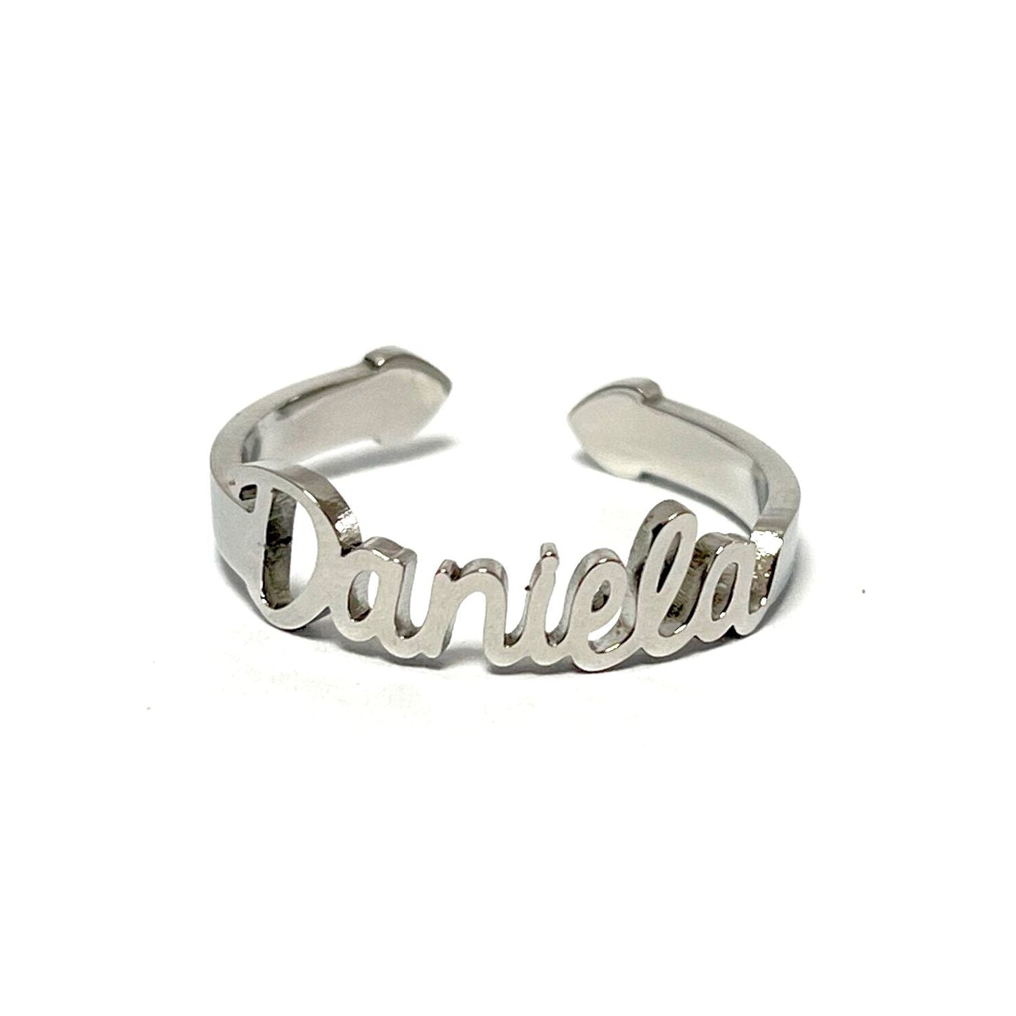 Anillo con Nombres, ajustables, de acero inoxidable