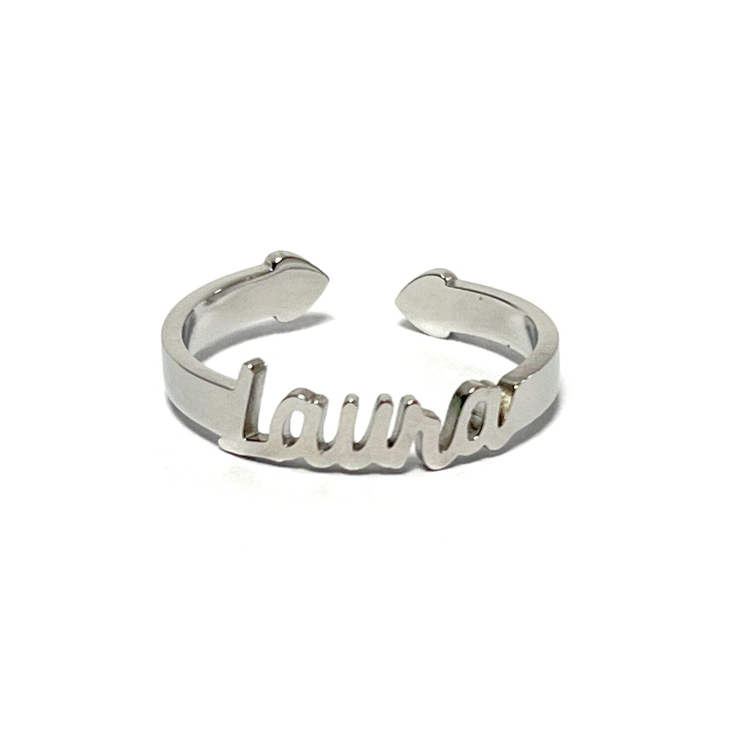 Anillo con Nombres, ajustables, de acero inoxidable